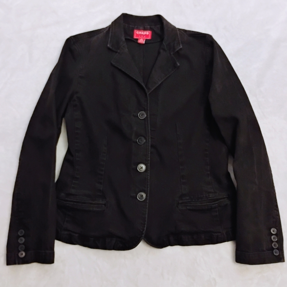 Chaps Women's Black Fitted Denim Blazer - Size XL